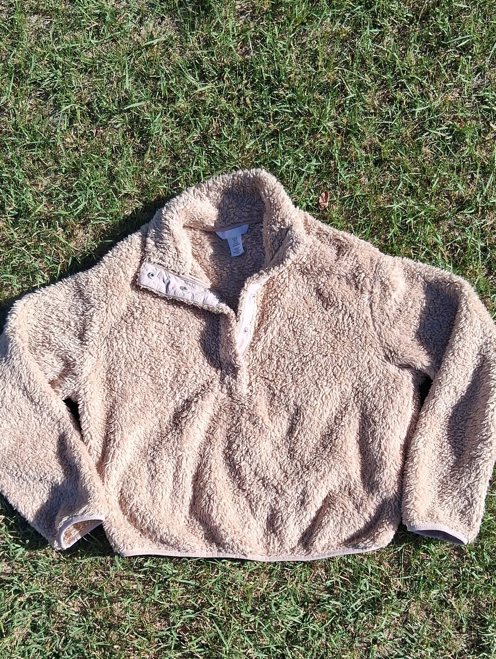 Teddy Fleece Pullover Jacket in Tan